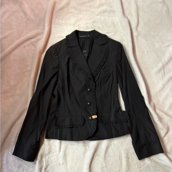 Luisa Cerano Jackets & Blazers - Elegant Black Women's Blazer with Ruffle Accents
